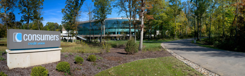 View of the front of the Consumers Credit Union headquarters