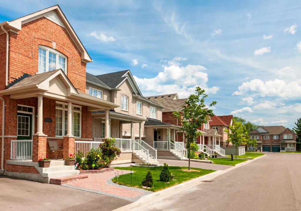 A row of suburban houses