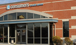 A Consumers Credit Union office building on a sunny day