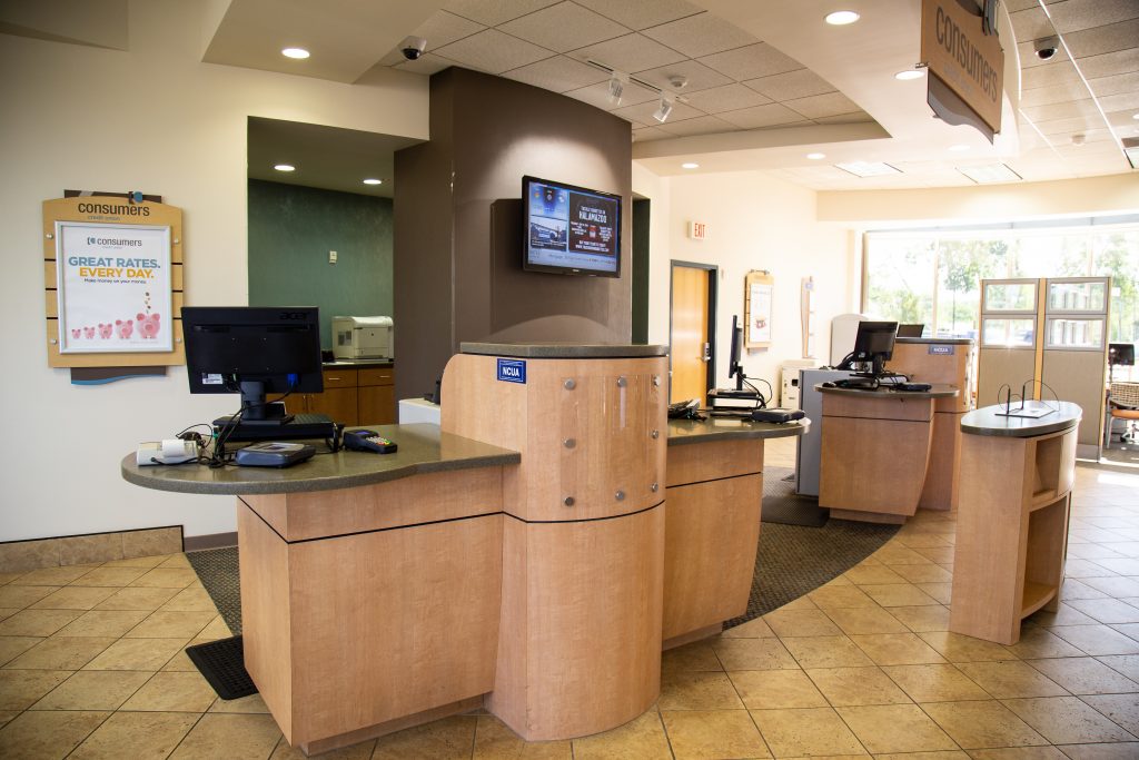 Inside of a Consumers Credit office service desks