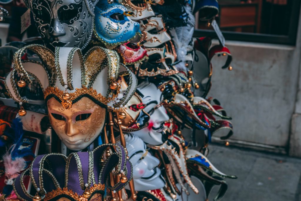 Assorted color Mardi Gras masks